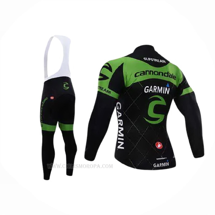 2015 Ropa Ciclismo Cannondale Verde Negro Mangas Largas y Culotte Lunga